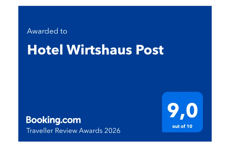 Auszeichnung für Hotel Wirtshaus Post, Note 9,0 von 10