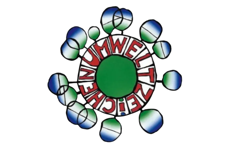 Logo featuring the text Umweltzeichen in a colorful design